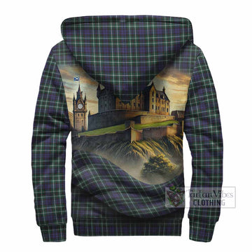Allardice Tartan Family Crest Sherpa Hoodie with Scottish Ancient Castle Style - Tartan Vibes Clothing