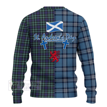 Allardice Tartan Knitted Sweater Happy St. Andrew's Day Half Tartan Style - Tartan Vibes Clothing