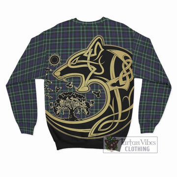 Allardice Tartan Sweatshirt with Family Crest Celtic Wolf Style - Tartan Vibes Clothing