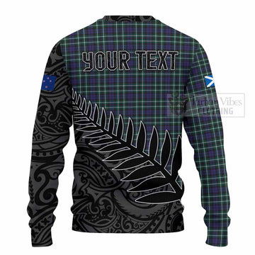 Allardice Crest Tartan Knitted Sweater with New Zealand Silver Fern Half Style - Tartan Vibes Clothing