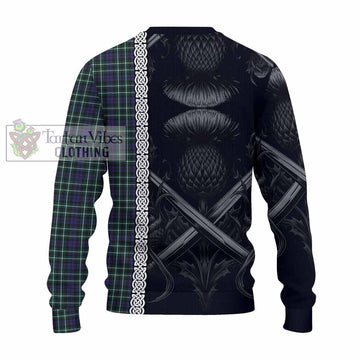 Allardice Tartan Knitted Sweater with Family Crest Cross Sword Thistle Celtic Vibes - Tartan Vibes Clothing