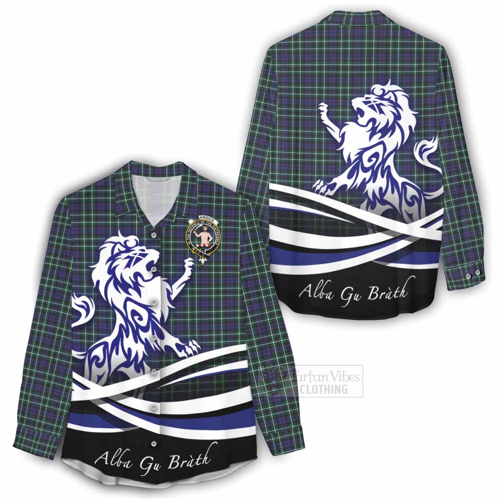 Allardice Tartan Women's Casual Shirt with Alba Gu Brath Regal Lion Emblem - Tartan Vibes Clothing