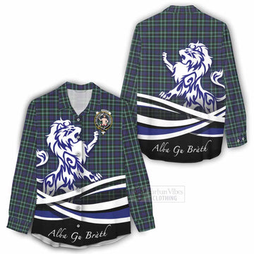 Allardice Tartan Women's Casual Shirt with Alba Gu Brath Regal Lion Emblem - Tartan Vibes Clothing