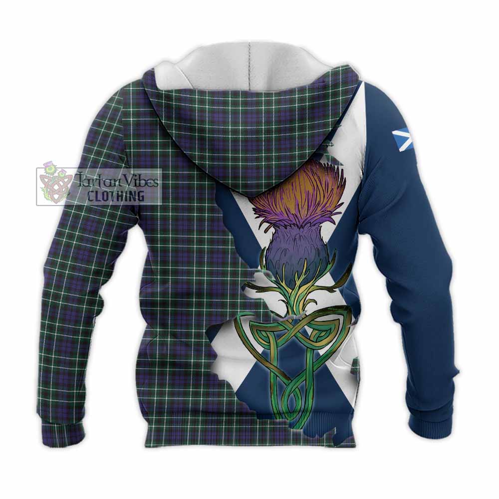 Tartan Vibes Clothing Allardice Tartan Family Crest Knitted Hoodie Scottish Thistle Celtic Inspired