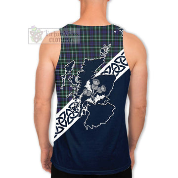 Allardice Tartan Men's Tank Top Featuring Thistle and Scotland Map - Tartan Vibes Clothing