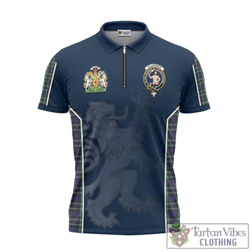 Allardice Tartan Zipper Polo Shirt with Family Crest and Lion Rampant Vibes Sport Style - Tartan Vibes Clothing