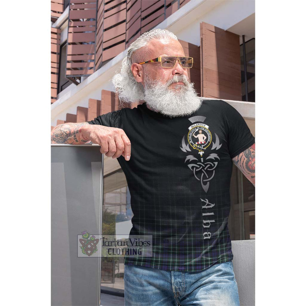 Tartan Vibes Clothing Allardice Tartan Cotton T-shirt Featuring Alba Gu Brath Family Crest Celtic Inspired