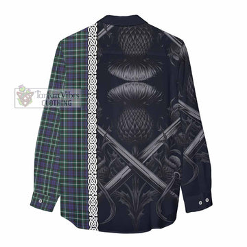 Allardice Tartan Women's Casual Shirt with Family Crest Cross Sword Thistle Celtic Vibes - Tartan Vibes Clothing