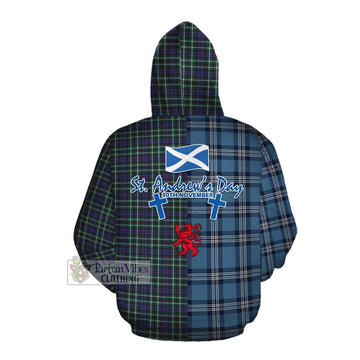 Allardice Tartan Cotton Hoodie Happy St. Andrew's Day Half Tartan Style Pullover Hoodie - Tartan Vibes Clothing