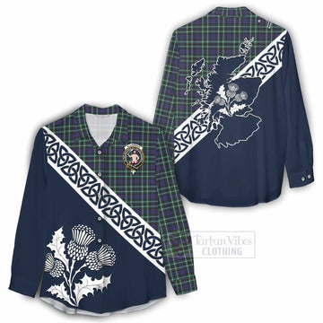 Allardice Tartan Women's Casual Shirt Featuring Thistle and Scotland Map - Tartan Vibes Clothing