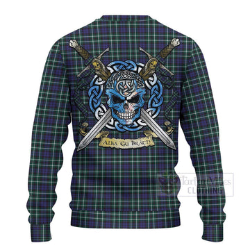 Allardice Tartan Ugly Sweater with Family Crest Celtic Skull Style - Tartan Vibes Clothing