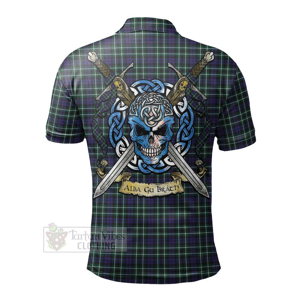 Allardice Tartan Polo Shirt with Family Crest Celtic Skull Style - Tartan Vibes Clothing