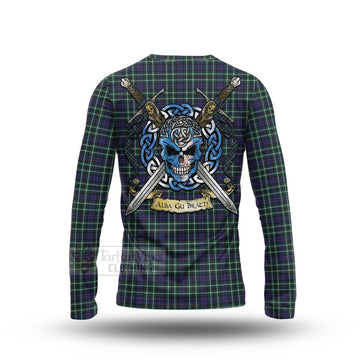Allardice Tartan Long Sleeve T-Shirt with Family Crest Celtic Skull Style - Tartan Vibes Clothing