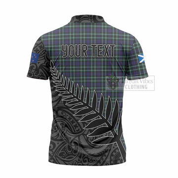 Allardice Crest Tartan Zipper Polo Shirt with New Zealand Silver Fern Half Style - Tartan Vibes Clothing