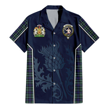 Tartan Vibes Clothing Allardice Tartan Short Sleeve Button Up Shirt with Family Crest and Scottish Thistle Vibes Sport Style