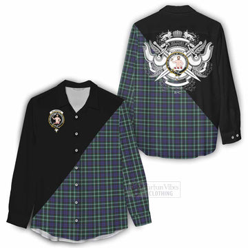 Allardice Tartan Women's Casual Shirt with Family Crest and Military Logo Style - Tartan Vibes Clothing