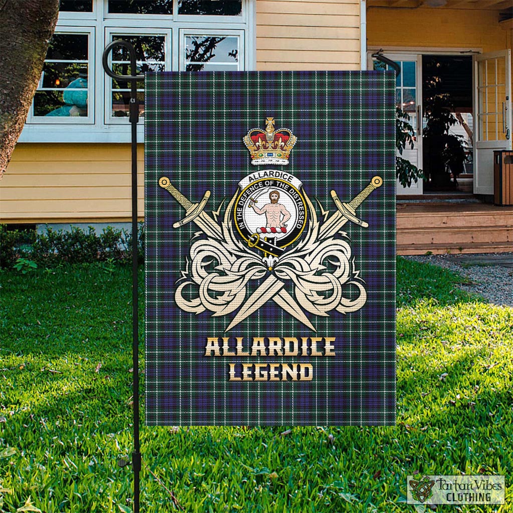 Tartan Vibes Clothing Allardice Tartan Flag with Clan Crest and the Golden Sword of Courageous Legacy