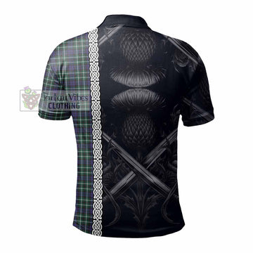 Allardice Tartan Polo Shirt with Family Crest Cross Sword Thistle Celtic Vibes - Tartan Vibes Clothing