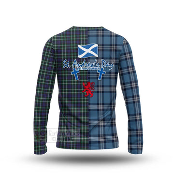Allardice Tartan Long Sleeve T-Shirt Happy St. Andrew's Day Half Tartan Style - Tartan Vibes Clothing