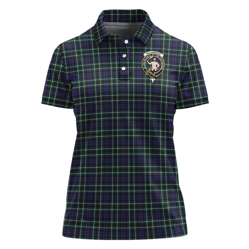 Allardice Tartan Polo Shirt with Family Crest For Women - Tartan Vibes Clothing