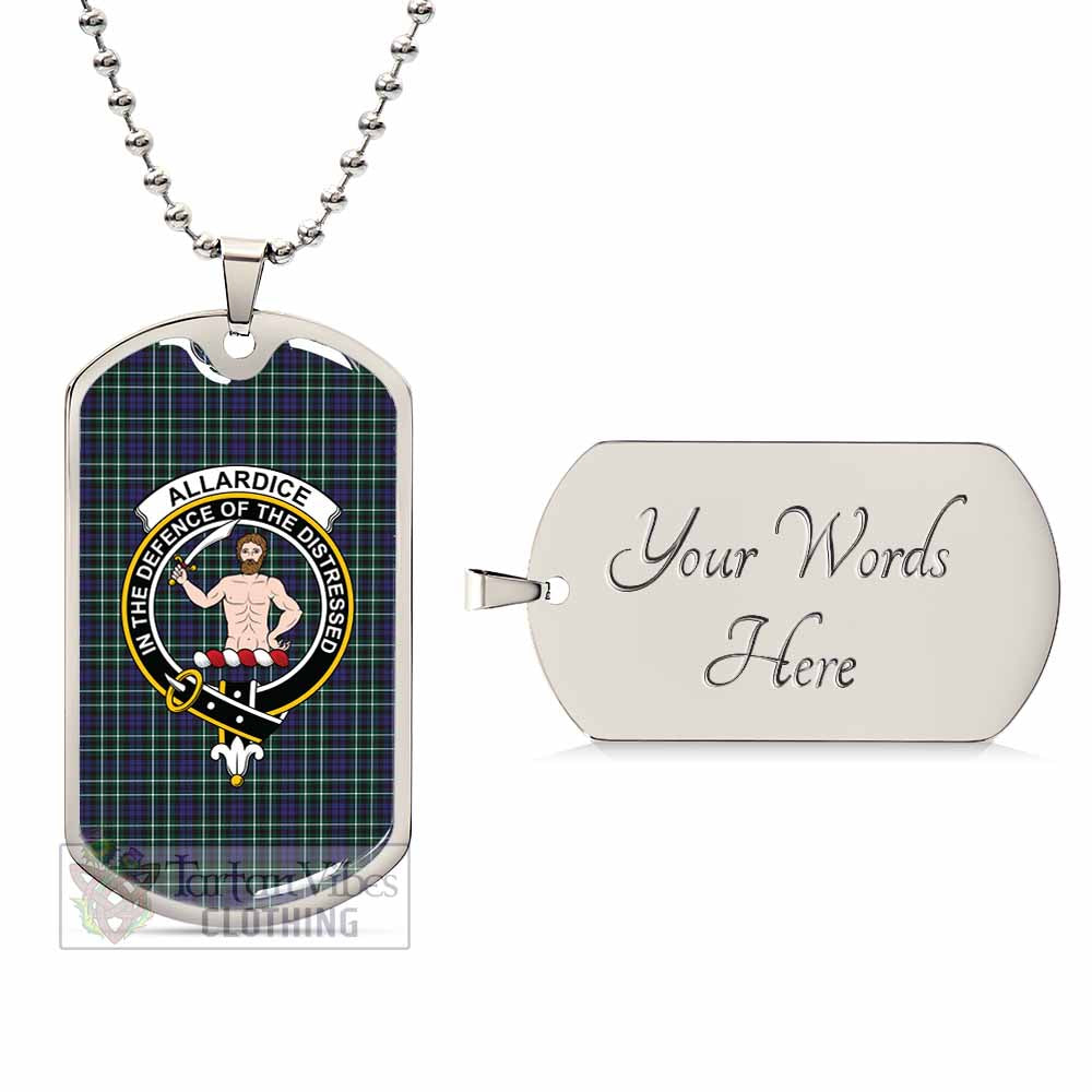 Tartan Vibes Clothing Allardice Tartan Dog Tag Necklace with Family Crest