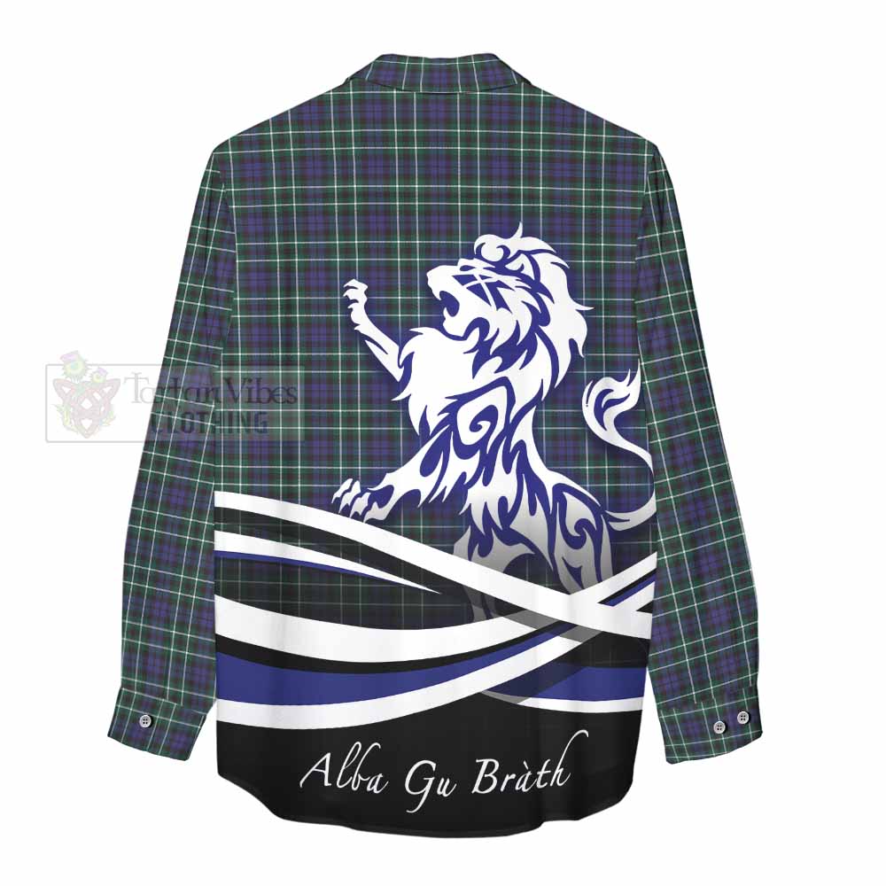 Allardice Tartan Women's Casual Shirt with Alba Gu Brath Regal Lion Emblem - Tartan Vibes Clothing