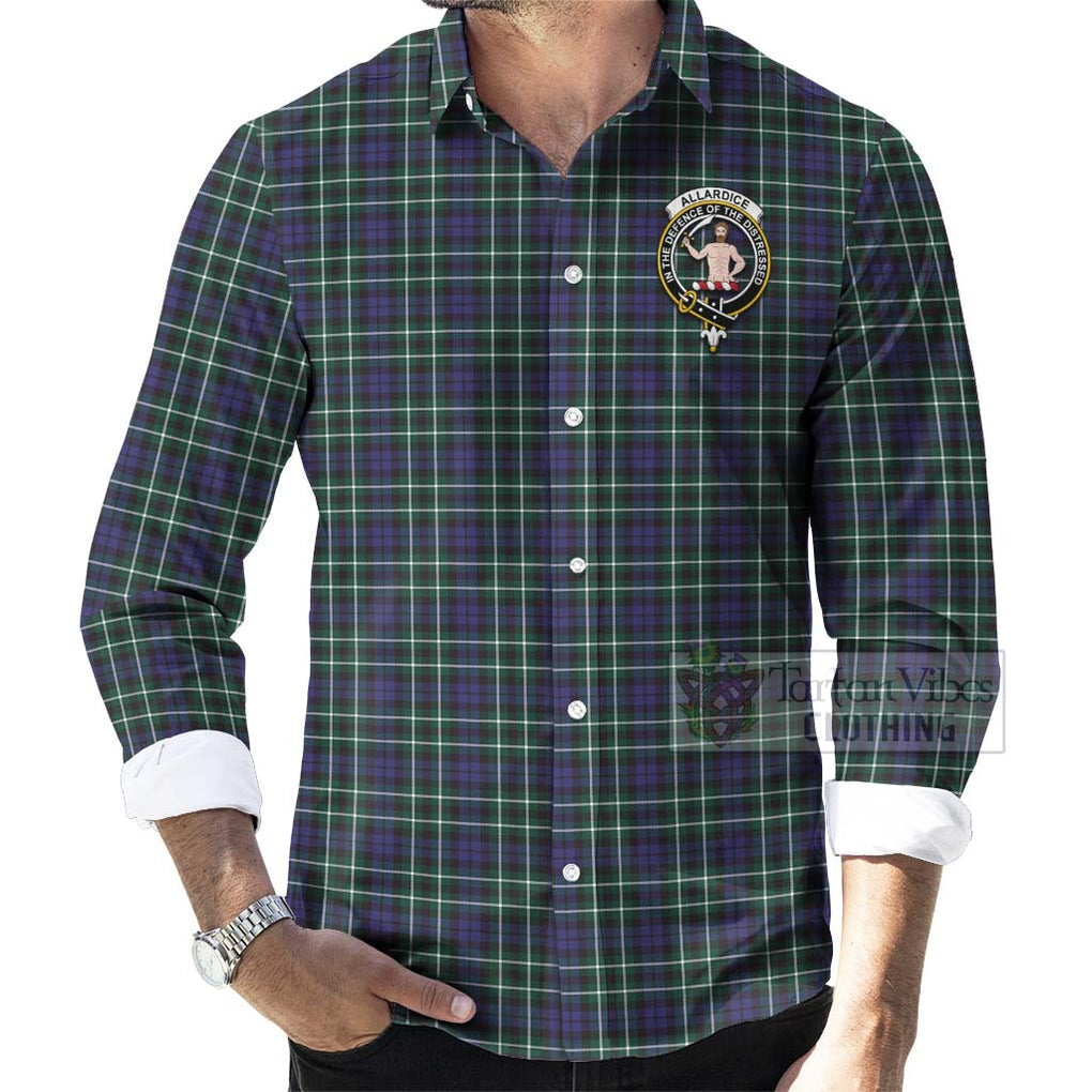 Allardice Tartan Long Sleeve Button Shirt with Family Crest Celtic Skull Style - Tartan Vibes Clothing
