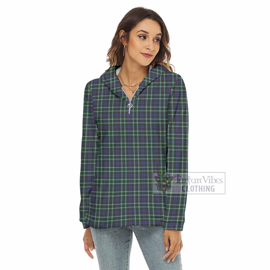 Allardice Tartan Women's Borg Fleece Hoodie with Half Zip - Tartan Vibes Clothing