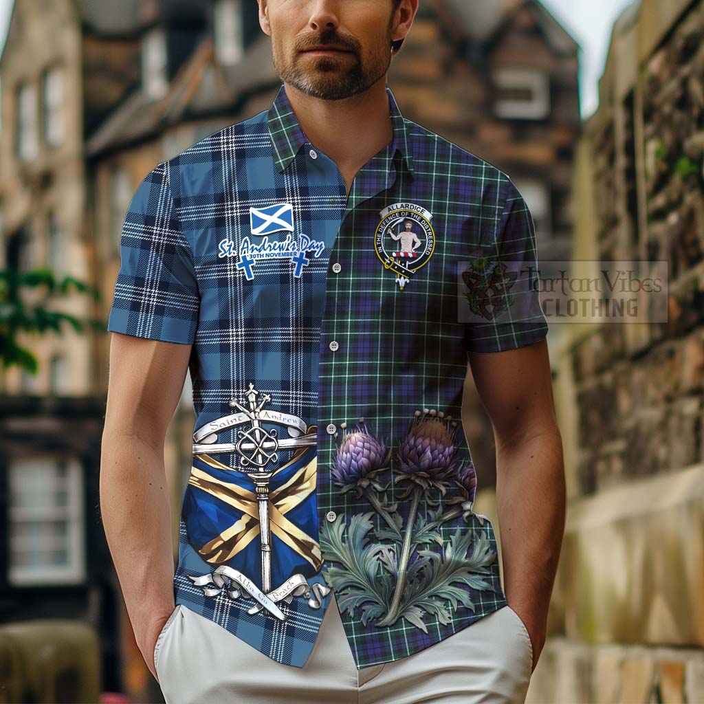Allardice Tartan Hawaiian Shirt Happy St. Andrew's Day Half Tartan Style - Tartan Vibes Clothing