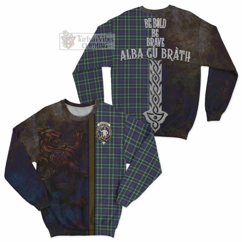 Tartan Vibes Clothing Allardice Tartan Family Crest Sweatshirt Alba Gu Brath Be Brave Lion Ancient Style