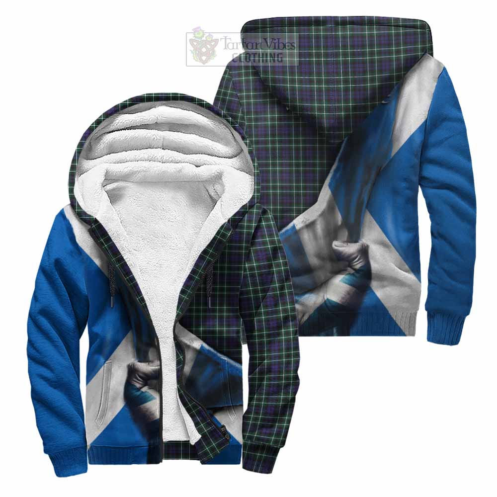 Tartan Vibes Clothing Allardice Tartan Sherpa Hoodie with Family Crest Scotland Patriotic Style
