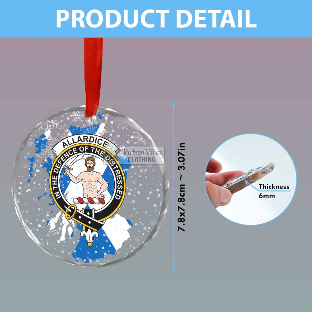 Tartan Vibes Clothing Allardice Clan Crest Christmas Glass Ornament with Scotland Map