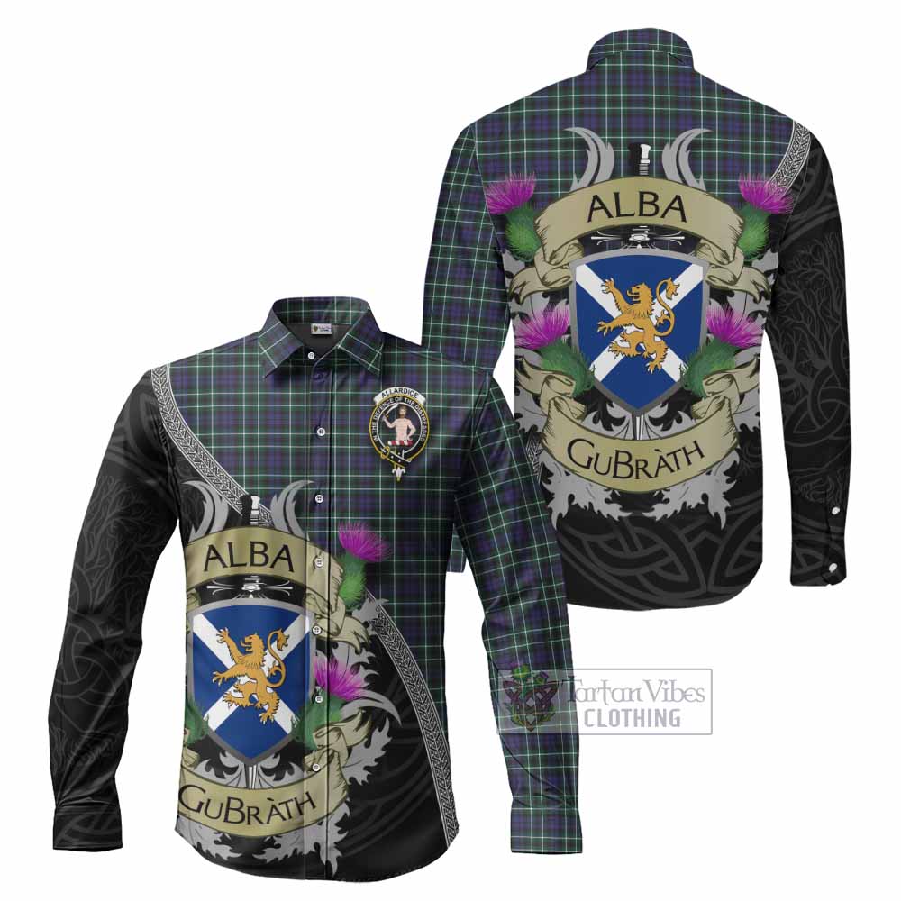 Allardice Tartan Family Crest Long Sleeve Button Shirt Lion Rampant Royal Thistle Shield Celtic Inspired - Tartan Vibes Clothing