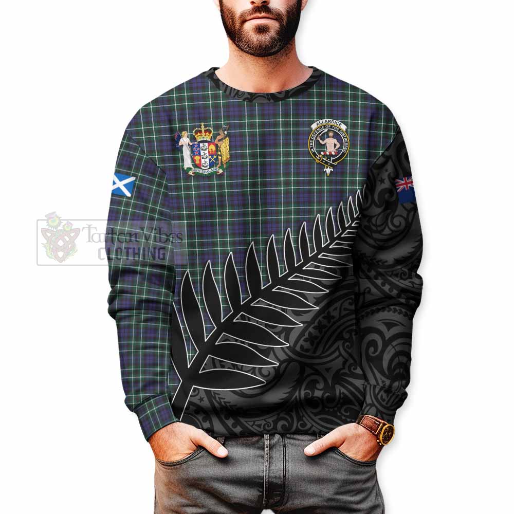 Allardice Crest Tartan Sweatshirt with New Zealand Silver Fern Half Style - Tartan Vibes Clothing