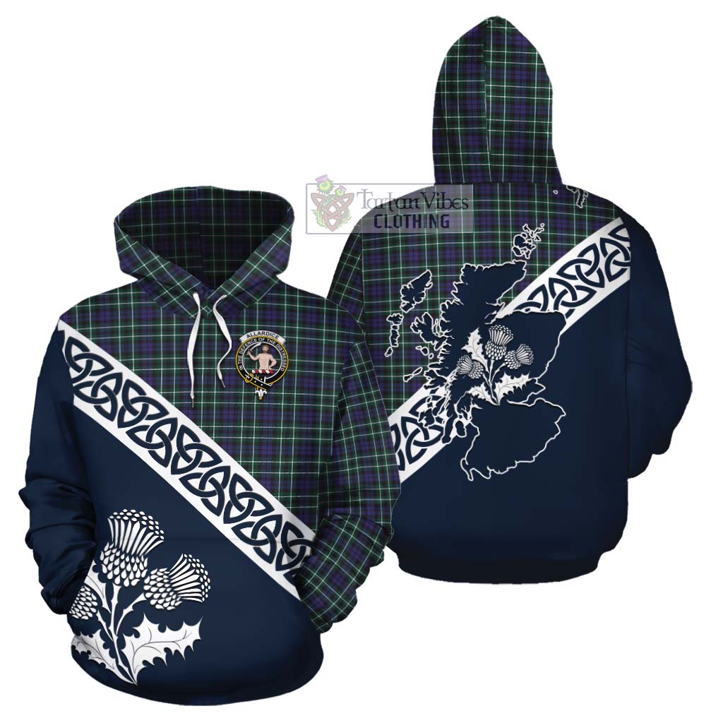 Allardice Tartan Cotton Hoodie Featuring Thistle and Scotland Map Zip Hoodie - Tartan Vibes Clothing