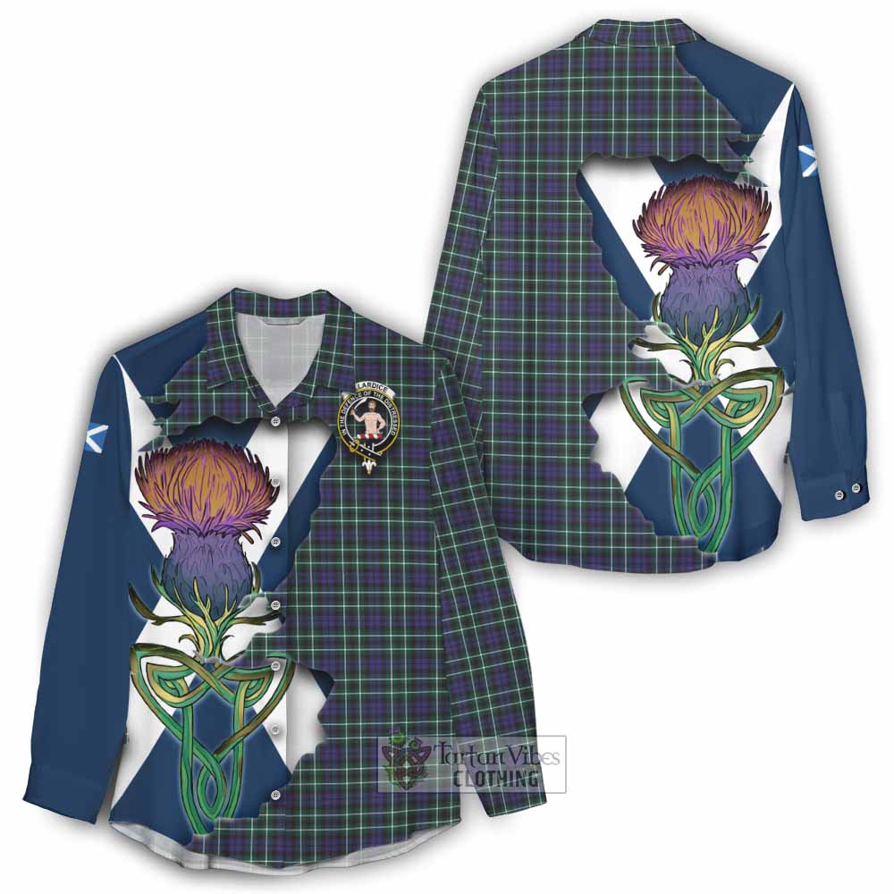 Tartan Vibes Clothing Allardice Tartan Family Crest Women's Casual Shirt Scottish Thistle Celtic Inspired
