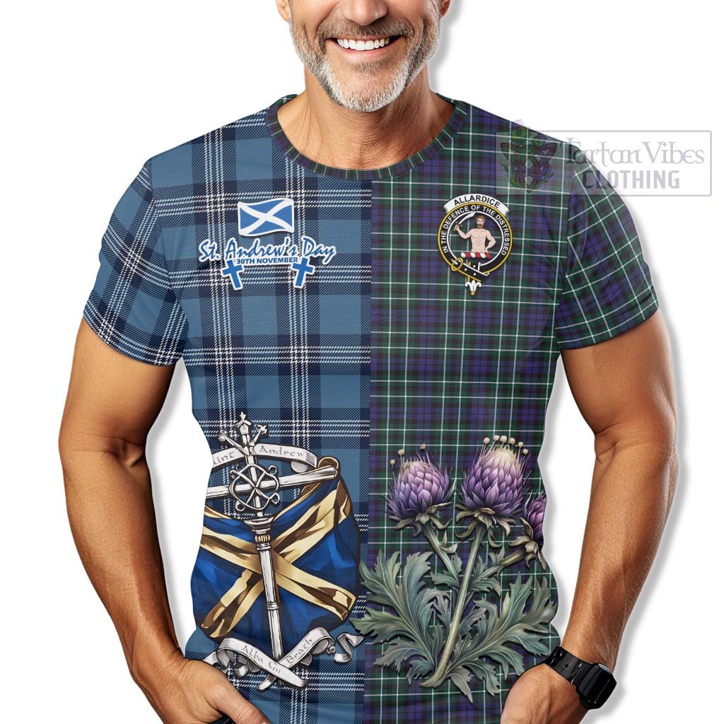 Allardice Tartan T-Shirt Happy St. Andrew's Day Half Tartan Style - Tartan Vibes Clothing