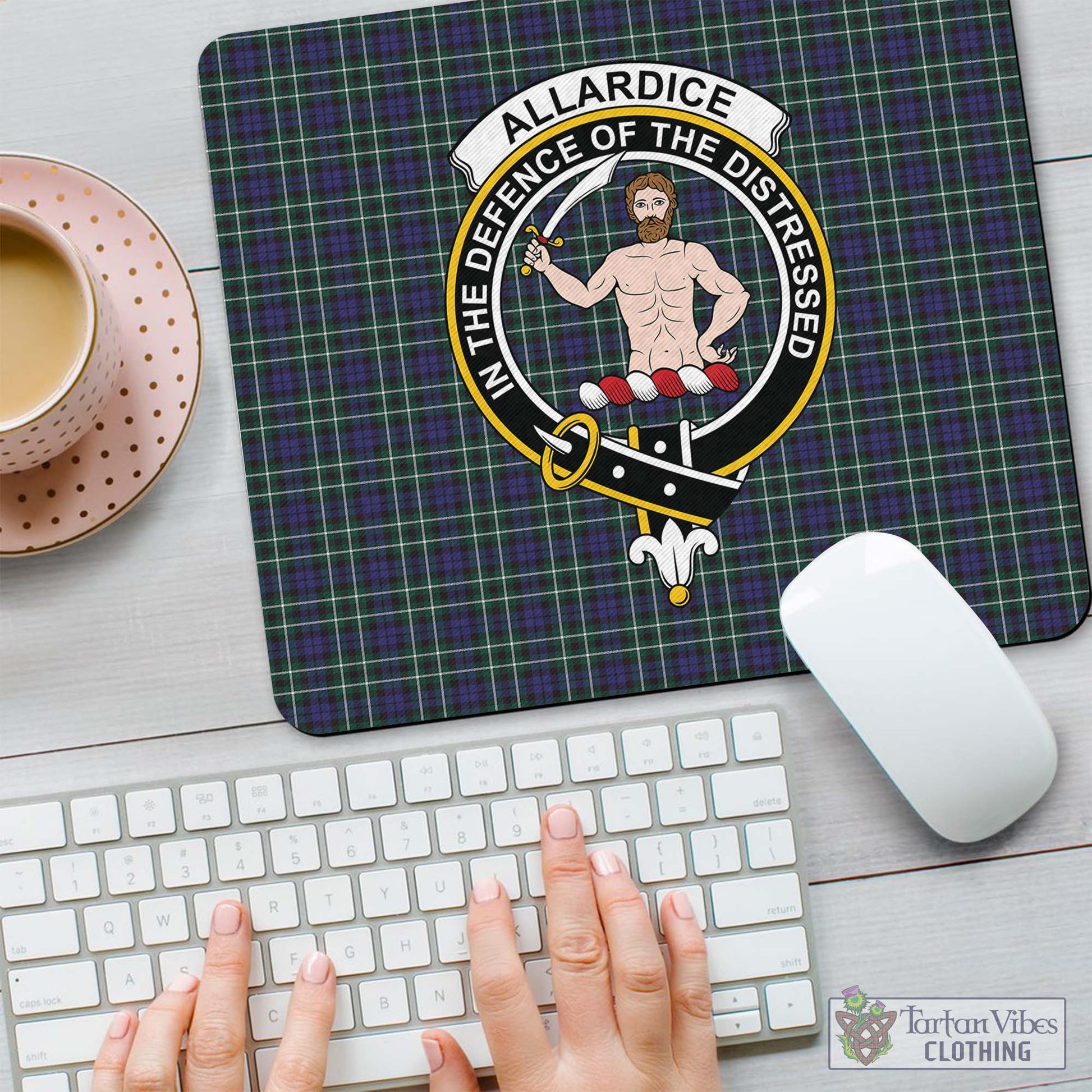 Tartan Vibes Clothing Allardice Tartan Mouse Pad with Family Crest