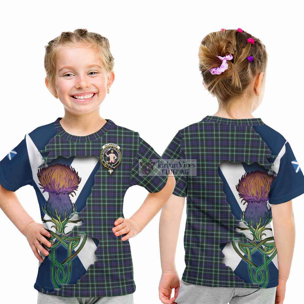 Tartan Vibes Clothing Allardice Tartan Family Crest Kid T-Shirt Scottish Thistle Celtic Inspired