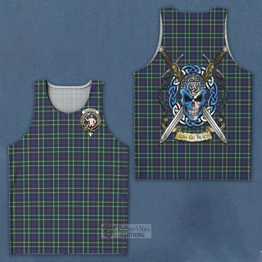 Allardice Tartan Men's Tank Top with Family Crest Celtic Skull Style - Tartan Vibes Clothing