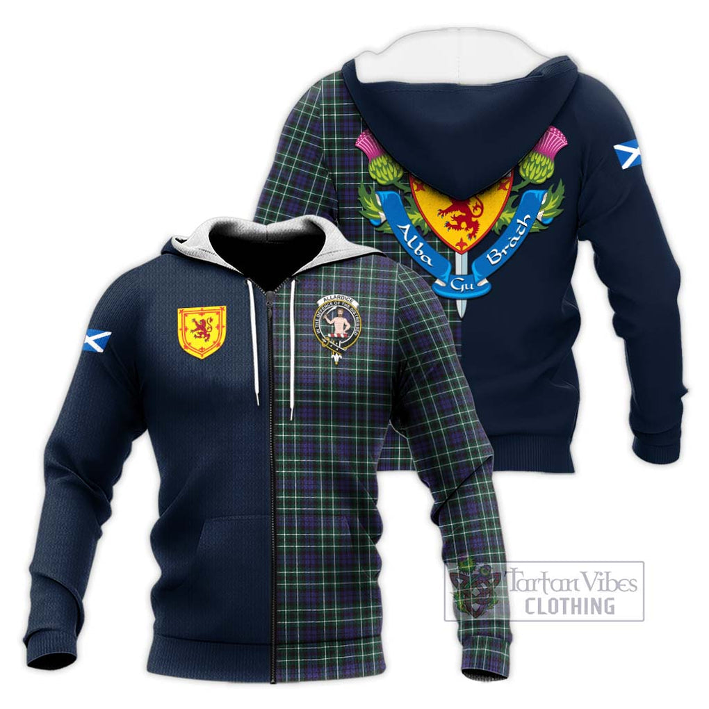Allardice Tartan Knitted Hoodie Alba with Scottish Lion Royal Arm Half Style Unisex Knitted Zip Hoodie - Tartan Vibes Clothing