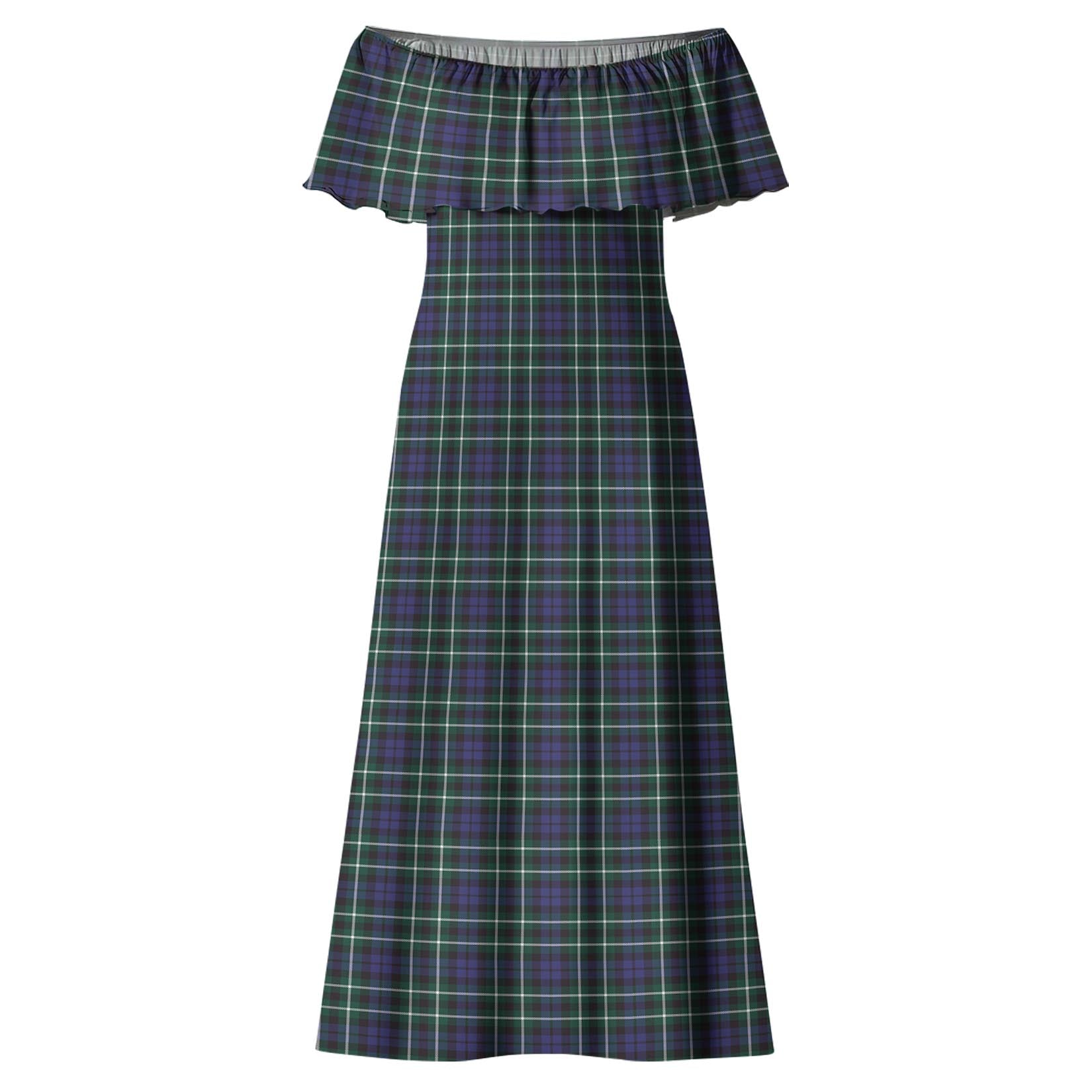 Allardice Tartan Off Shoulder Long Dress - Tartanvibesclothing