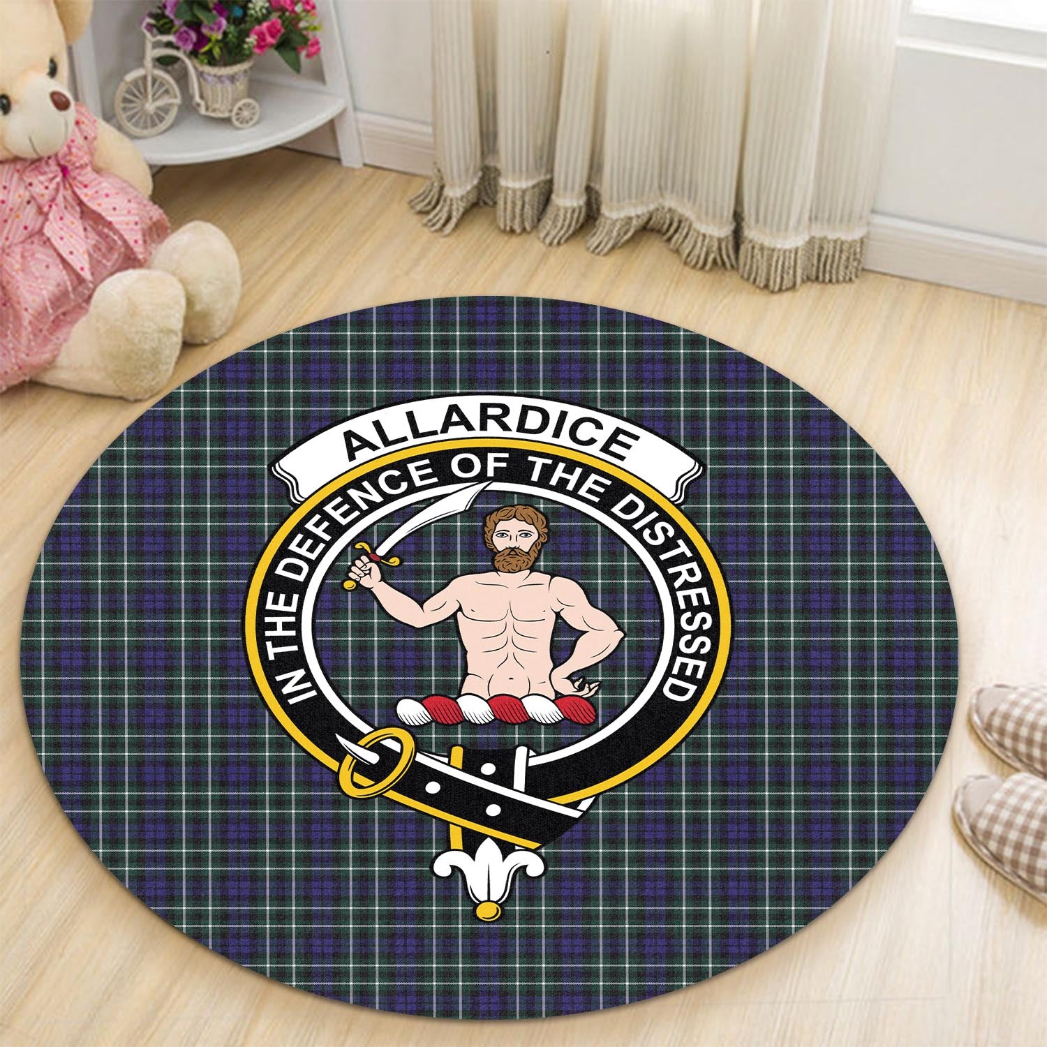 Allardice Tartan Round Rug with Family Crest - Tartanvibesclothing