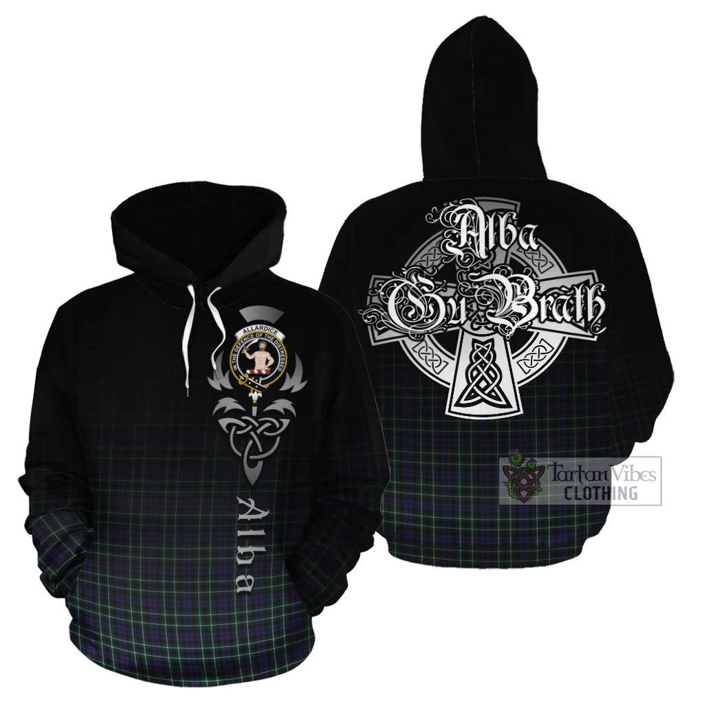 Tartan Vibes Clothing Allardice Tartan Cotton Hoodie Featuring Alba Gu Brath Family Crest Celtic Inspired