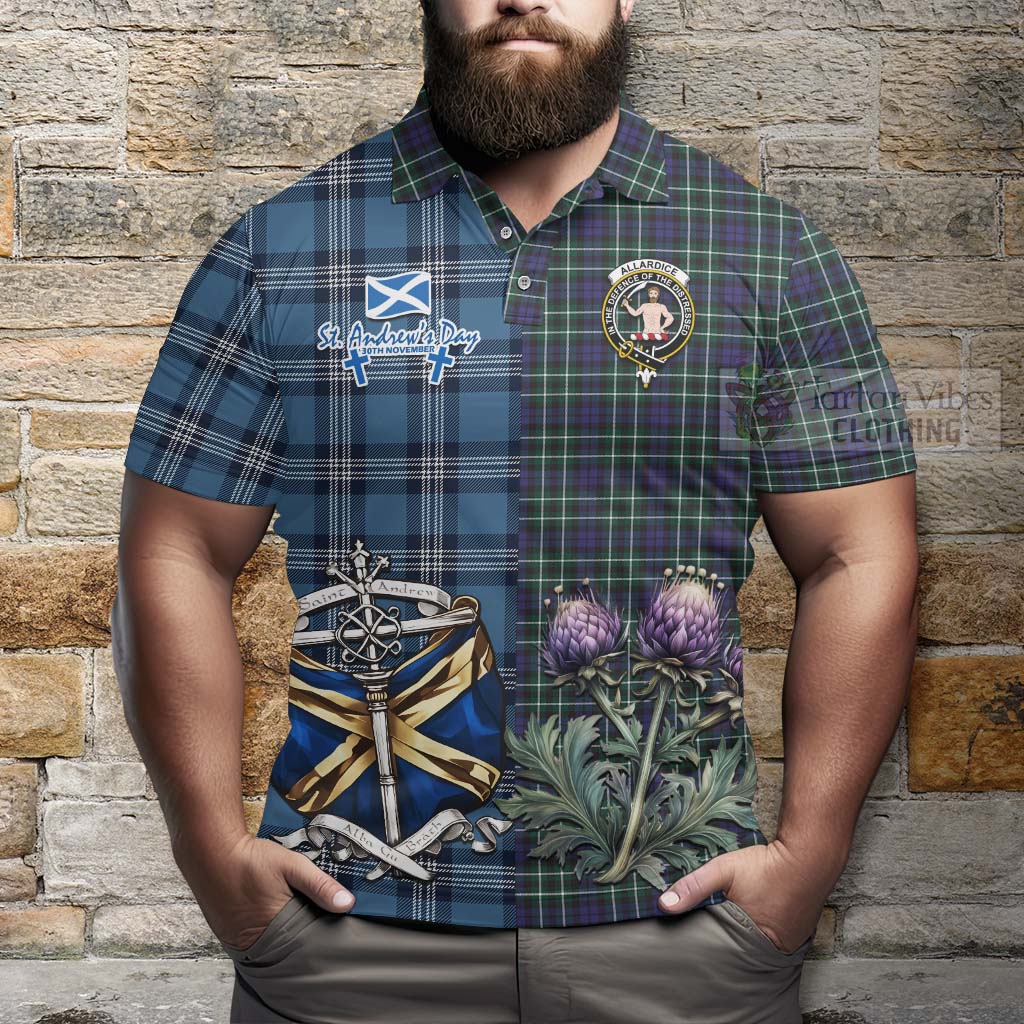 Allardice Tartan Polo Shirt Happy St. Andrew's Day Half Tartan Style - Tartan Vibes Clothing