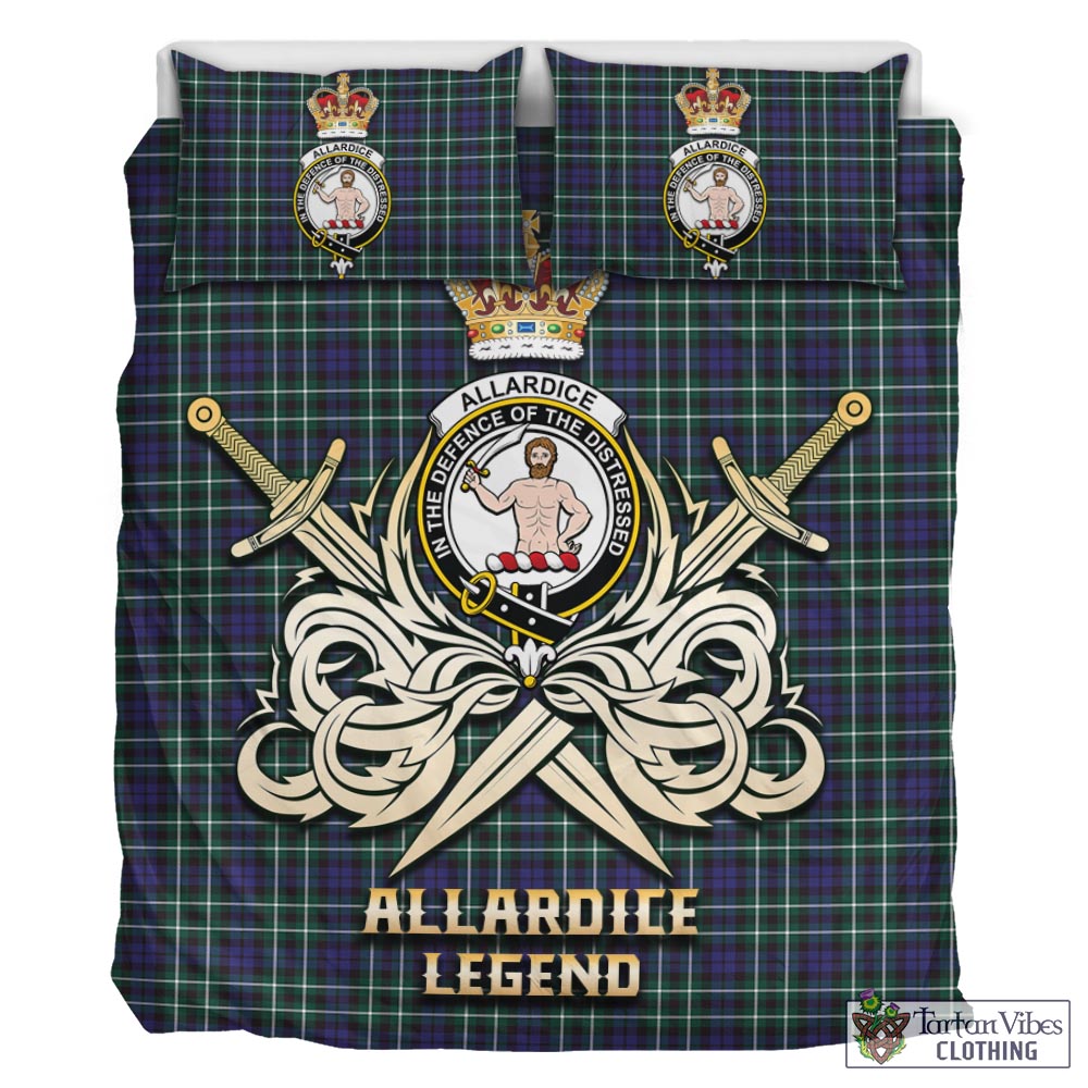 Tartan Vibes Clothing Allardice Tartan Bedding Set with Clan Crest and the Golden Sword of Courageous Legacy