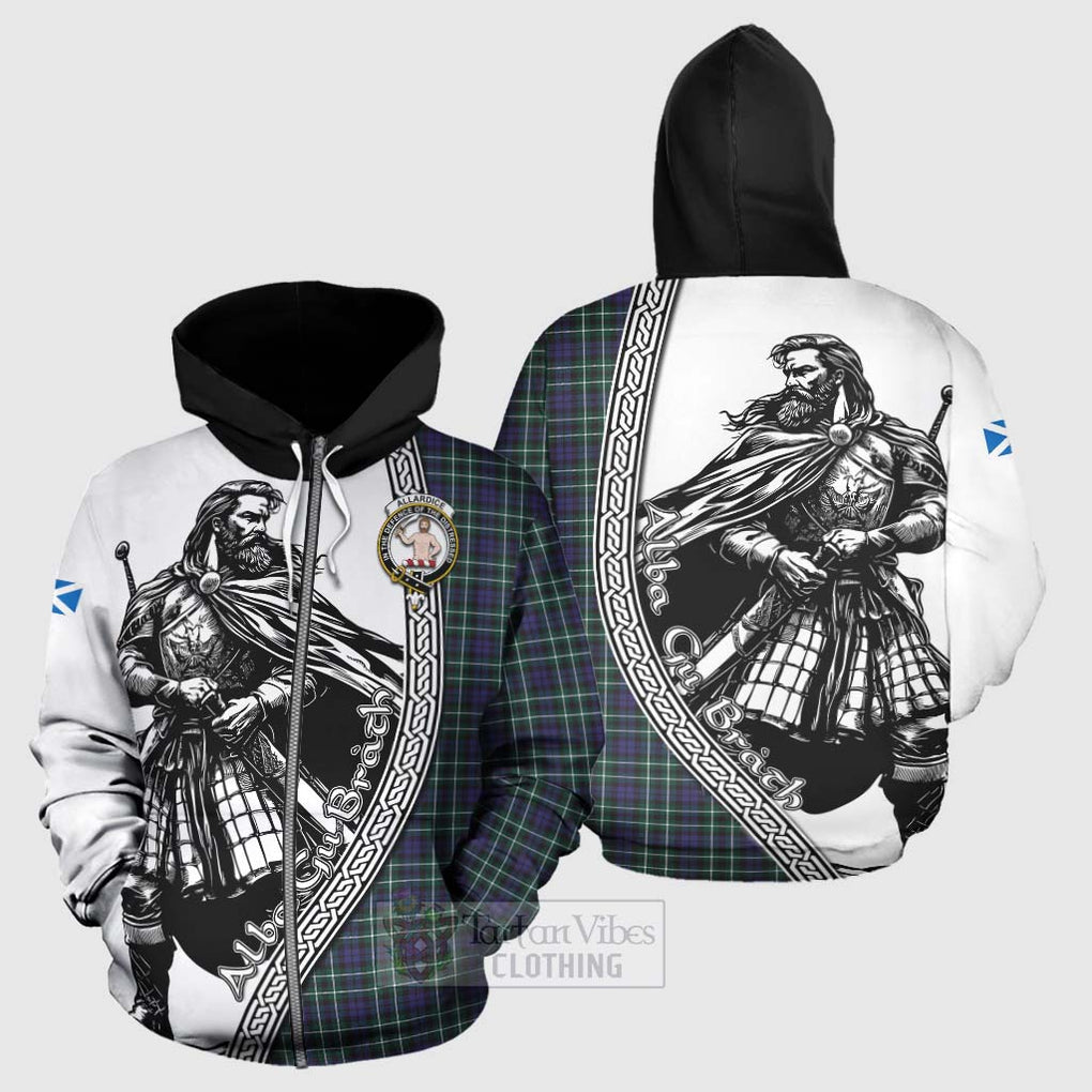Allardice Tartan Clan Crest Hoodie with Highlander Warrior Celtic Style - Tartan Vibes Clothing