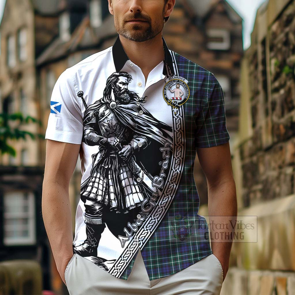 Allardice Tartan Clan Crest Hawaiian Shirt with Highlander Warrior Celtic Style - Tartan Vibes Clothing