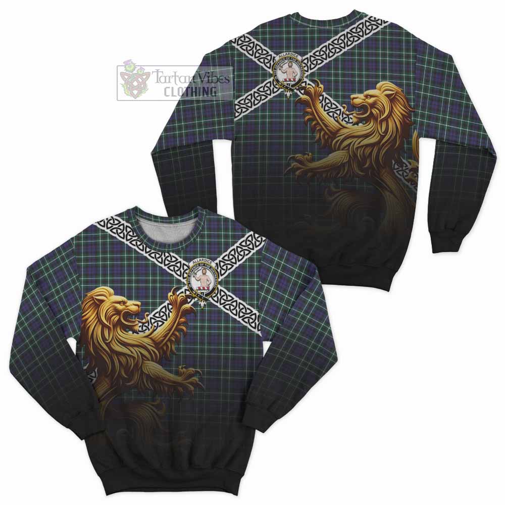 Allardice Crest Tartan Sweatshirt with Golden Lion Emblem Celtic Style - Tartan Vibes Clothing