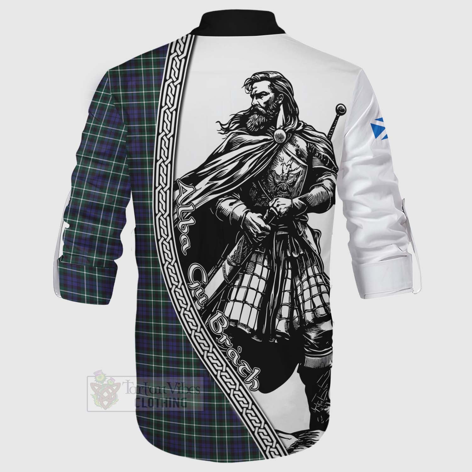 Allardice Tartan Clan Crest Ghillie Kilt Shirt with Highlander Warrior Celtic Style - Tartan Vibes Clothing